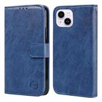 For iPhone 15 Plus Skin Feeling Oil Leather Texture PU + TPU Phone Case(Dark Blue)