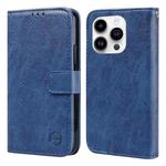 For iPhone 15 Pro Skin Feeling Oil Leather Texture PU + TPU Phone Case(Dark Blue)