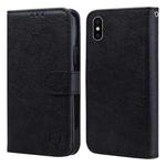 For iPhone X / XS Skin Feeling Oil Leather Texture PU + TPU Phone Case(Black)