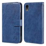 For iPhone XR Skin Feeling Oil Leather Texture PU + TPU Phone Case(Dark Blue)