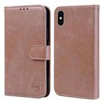 For iPhone XS Max Skin Feeling Oil Leather Texture PU + TPU Phone Case(Champagne)