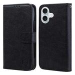 For iPhone 16 Plus Skin Feeling Oil Leather Texture PU + TPU Phone Case(Black)