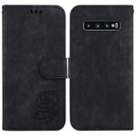 For Samsung Galaxy S10 Little Tiger Embossed Leather Phone Case(Black)