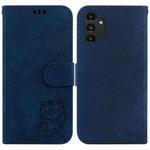 For Samsung Galaxy A13 4G Little Tiger Embossed Leather Phone Case(Dark Blue)