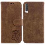 For Samsung Galaxy A50 / A30s Little Tiger Embossed Leather Phone Case(Brown)