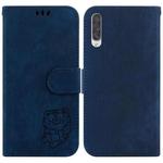 For Samsung Galaxy A50 / A30s Little Tiger Embossed Leather Phone Case(Dark Blue)