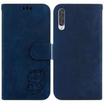 For Samsung Galaxy A70 / A70s Little Tiger Embossed Leather Phone Case(Dark Blue)