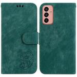 For Samsung Galaxy M13 4G Little Tiger Embossed Leather Phone Case(Green)