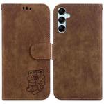 For Samsung Galaxy M14 Little Tiger Embossed Leather Phone Case(Brown)