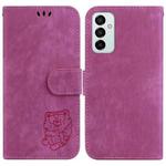For Samsung Galaxy M23 / F23 Little Tiger Embossed Leather Phone Case(Rose Red)