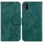 For Samsung Galaxy M30s / M21 Little Tiger Embossed Leather Phone Case(Green)