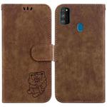 For Samsung Galaxy M30s / M21 Little Tiger Embossed Leather Phone Case(Brown)