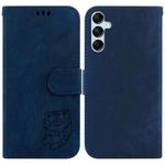 For Samsung Galaxy M54 5G Little Tiger Embossed Leather Phone Case(Dark Blue)
