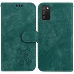 For Samsung Galaxy A02s US 164.2mm Little Tiger Embossed Leather Phone Case(Green)