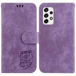 For Samsung Galaxy A23 Little Tiger Embossed Leather Phone Case(Purple)
