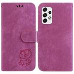 For Samsung Galaxy A23 Little Tiger Embossed Leather Phone Case(Rose Red)