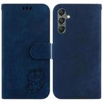 For Samsung Galaxy A24 4G Little Tiger Embossed Leather Phone Case(Dark Blue)