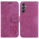 For Samsung Galaxy A25 5G Little Tiger Embossed Leather Phone Case(Rose Red)