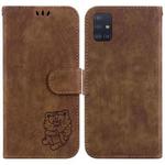 For Samsung Galaxy A51 Little Tiger Embossed Leather Phone Case(Brown)