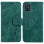 For Samsung Galaxy A71 Little Tiger Embossed Leather Phone Case(Green)