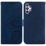 For Samsung Galaxy A32 5G Little Tiger Embossed Leather Phone Case(Dark Blue)