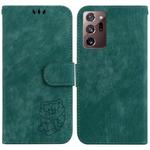 For Samsung Galaxy Note20 Ultra Little Tiger Embossed Leather Phone Case(Green)