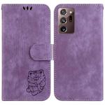 For Samsung Galaxy Note20 Ultra Little Tiger Embossed Leather Phone Case(Purple)
