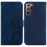 For Samsung Galaxy Note20 Ultra Little Tiger Embossed Leather Phone Case(Dark Blue)