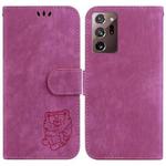 For Samsung Galaxy Note20 Ultra Little Tiger Embossed Leather Phone Case(Rose Red)