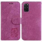 For Samsung Galaxy S20+ Little Tiger Embossed Leather Phone Case(Rose Red)