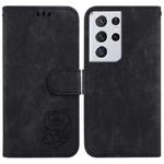 For Samsung Galaxy S21 Ultra 5G Little Tiger Embossed Leather Phone Case(Black)