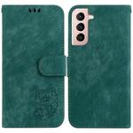 For Samsung Galaxy S22 5G Little Tiger Embossed Leather Phone Case(Green)