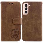 For Samsung Galaxy S22 5G Little Tiger Embossed Leather Phone Case(Brown)