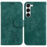 For Samsung Galaxy S23 5G Little Tiger Embossed Leather Phone Case(Green)