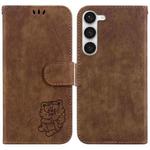 For Samsung Galaxy S23 5G Little Tiger Embossed Leather Phone Case(Brown)