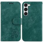 For Samsung Galaxy S23+ 5G Little Tiger Embossed Leather Phone Case(Green)