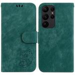For Samsung Galaxy S23 Ultra 5G Little Tiger Embossed Leather Phone Case(Green)