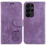 For Samsung Galaxy S23 Ultra 5G Little Tiger Embossed Leather Phone Case(Purple)