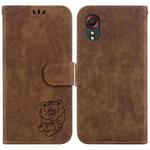 For Samsung Galaxy Xcover 5 Little Tiger Embossed Leather Phone Case(Brown)