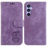 For Samsung Galaxy S23 FE 5G Little Tiger Embossed Leather Phone Case(Purple)