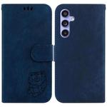 For Samsung Galaxy S23 FE 5G Little Tiger Embossed Leather Phone Case(Dark Blue)