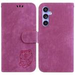 For Samsung Galaxy S23 FE 5G Little Tiger Embossed Leather Phone Case(Rose Red)