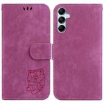 For Samsung Galaxy A15 Little Tiger Embossed Leather Phone Case(Rose Red)