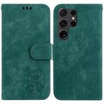 For Samsung Galaxy S24 Ultra 5G Little Tiger Embossed Leather Phone Case(Green)