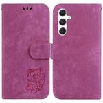 For Samsung Galaxy S24+ 5G Little Tiger Embossed Leather Phone Case(Rose Red)