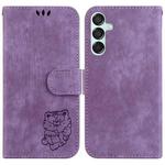 For Samsung Galaxy M15/F15 Little Tiger Embossed Leather Phone Case(Purple)