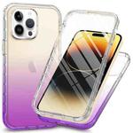 For iPhone 15 Pro Max Full Body Shockproof Clear Gradient Phone Case(Purple)