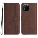 For Huawei Maimang A20 Heart Pattern Skin Feel Leather Phone Case(Brown)