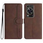 For Huawei Enjoy 70 Heart Pattern Skin Feel Leather Phone Case(Brown)