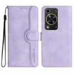 For Huawei Enjoy 70 Heart Pattern Skin Feel Leather Phone Case(Purple)